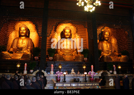 Statues bouddhiques au monastère Fokuangshan à Taiwan Banque D'Images