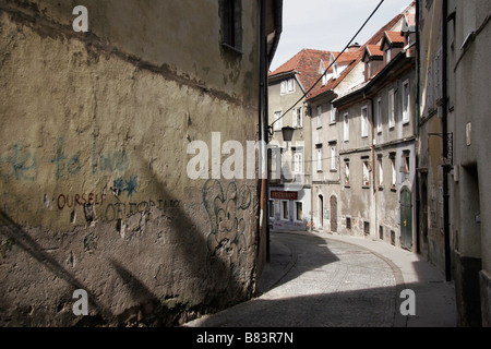 L'ancienne rue qui mène de la place Vodnikov trg jusqu'au château (Ljubljanski grad) dans la capitale de Ljubljana, Slovénie Banque D'Images