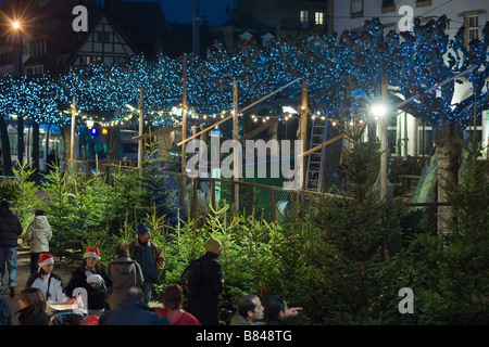 Sapin de noël marché, Strasbourg, Alsace, France Banque D'Images