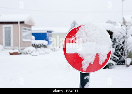 Aucun signe d'une entrée couverte de neige Banque D'Images