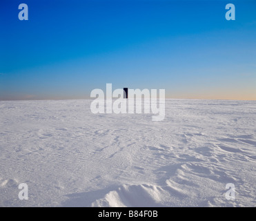 Bramme für das Ruhrgebiet von Richard Serra auf der Schurenbach Halde im Schnee Banque D'Images