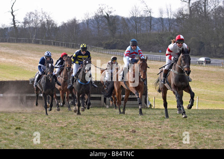 Pont à point les courses de chevaux Godstone Surrey Banque D'Images