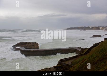 24 janvier 2009 tempête KLaus à Biarritz Pays Basque France Banque D'Images