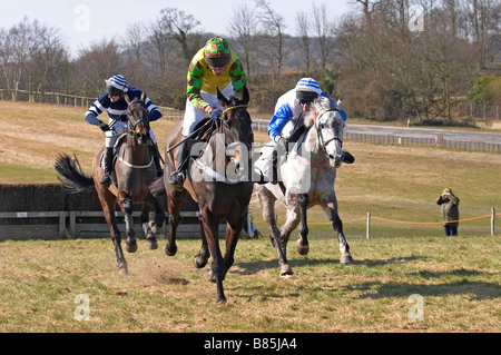 Pont à point les courses de chevaux Godstone Surrey Banque D'Images