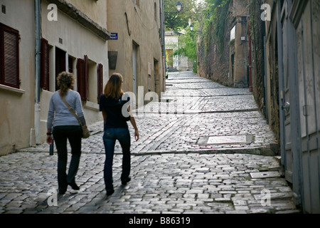 La montée du Gourguillon un vieux pavés rue menant à la colline de Fourvière de la vieille partie de la ville appelée le Vieux Lyon Banque D'Images