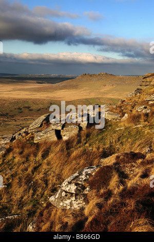 Vue de la brown willy Bodmin Moor cornwall à racler tor Banque D'Images