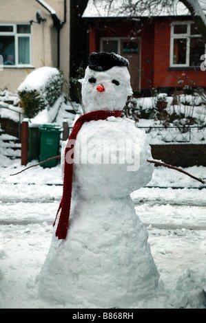 Gros plan d'un grand bonhomme de neige dans les combustibles Road, Lewisham Banque D'Images