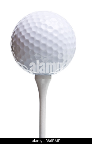 Balle de golf sur tee isolated on white Banque D'Images