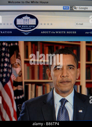 Barack Obama sur le site web de Whitehouse peu après son entrée Banque D'Images