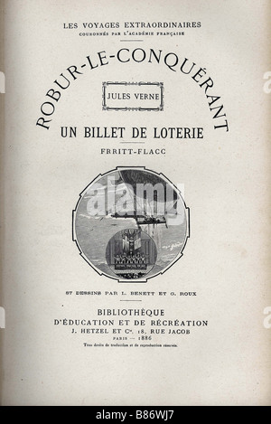 Jules Verne, Flyleaf de 'Robur le Conqueror' Banque D'Images