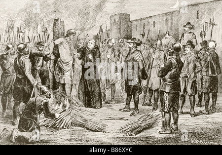 Les Espagnols en vertu de Francisco Pizarro Atahualpa tirant sur le pieu avant de l'étrangler Banque D'Images