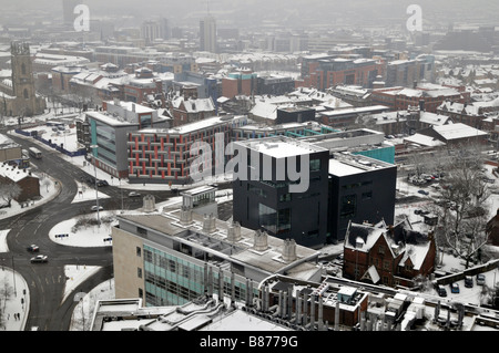 Scène de neige à Sheffield dans le Yorkshire du Sud après les fortes chutes de neige England UK Février 2009 Banque D'Images