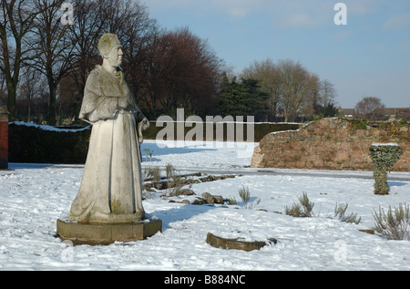 Statue du Cardinal Wolsey, Abbey Park, Leicester, England, UK Banque D'Images