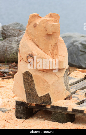 Chainsaw sculpture sur bois art populaire Banque D'Images