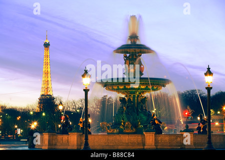 PARIS PLACE DE LA CONCORDE DE NUIT Banque D'Images