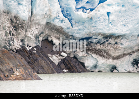 Gris glacier vue de Lago Grey, Torres del Paine, Chili Banque D'Images