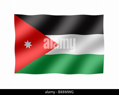 De brandir le drapeau de la Jordanie Jordanie Banque D'Images