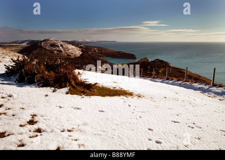 Baie de Lulworth Dorset en vue de dessus en hiver. Banque D'Images