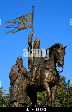 Monument équestre au Grand Prince Vladimir II Monomaque (1053-1125) fondateur de la ville de Vladimir, Russie Banque D'Images