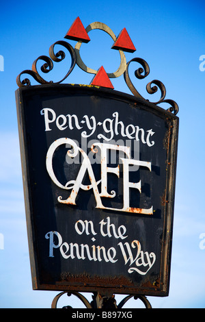 Pen Y Ghent Cafe Sign Horton dans Ribblesdale Angleterre Yorkshire Dales Banque D'Images