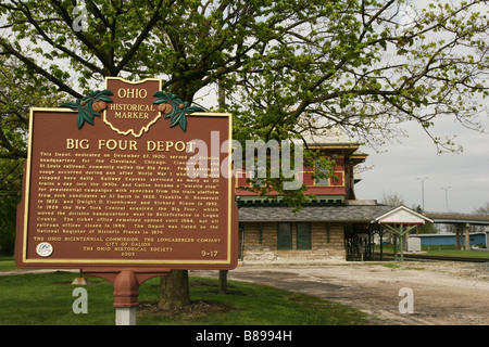 Signe historique pour quatre gros Depot Gare Galion en Ohio Banque D'Images