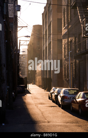 Ruelle chemin entre l'entrepôt dans le district de Pittsburgh Banque D'Images