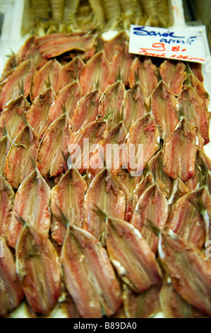 Anchois frais - Marché aux poissons du Rialto de Venise Banque D'Images