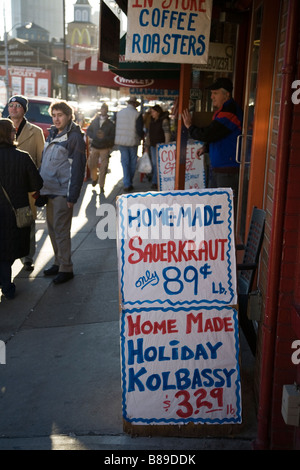 Les signes du marché dans le district de bande un commerçant à Pittsburgh Banque D'Images