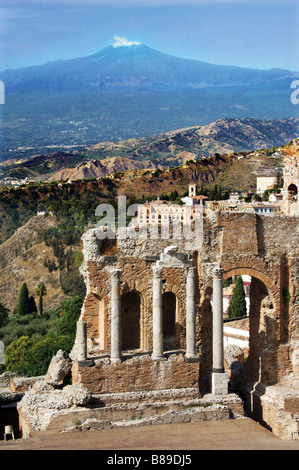 Théâtre grec Taormina Sicile Banque D'Images