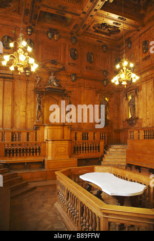 Le théâtre anatomique, l'Archiginnasio Palace, Bologne, Italie Banque D'Images