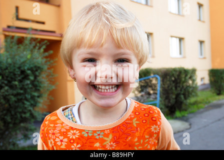 3 ans girl smiling Banque D'Images