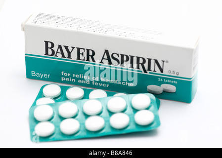 Des comprimés d'Aspirine Bayer Banque D'Images