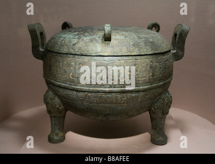 Récipient rituel en bronze - Chine, dynastie Zhou de l'est 5ème siècle B.C. Banque D'Images