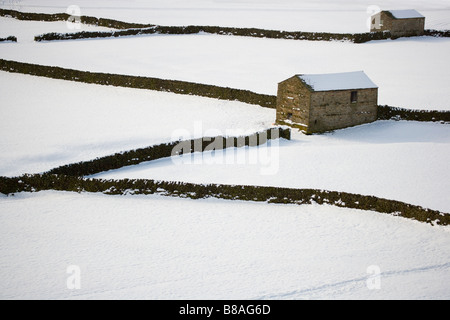 Paysage d'hiver Gunnerside Swaledale Banque D'Images