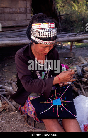 Laos, province de Luang Nam Tha, village de Lakham, minorité ethnique Akha Banque D'Images