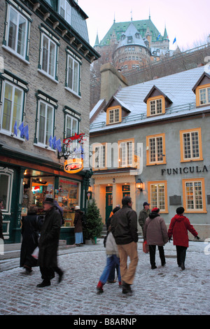 Quartier Petit-Champlain Chateau Frontenac, Québec, Québec Banque D'Images