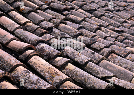Italie, Basilicate, Pisticci, tuiles de toit en gros plan Banque D'Images