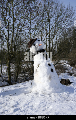 Bonhomme de neige sur un chemin de halage Banque D'Images