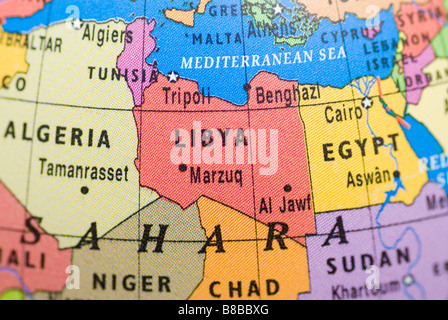 La Libye sur la carte Banque D'Images