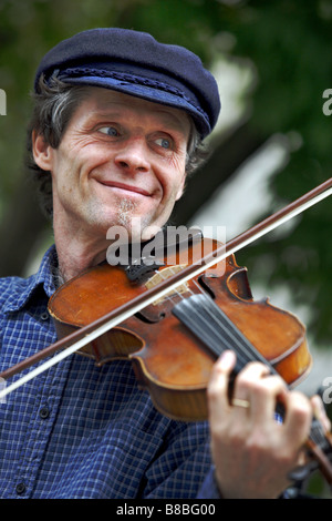 Musicien ambulant, Ville de Québec, Québec, Canada Banque D'Images