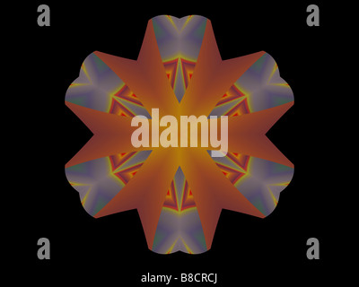 Une étoile à motifs orange sur fond noir Banque D'Images