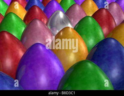 Illustration d'une armée d'oeufs colorés Banque D'Images