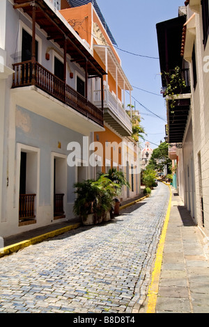 Rue Pavée, Calle de Las Monjas Old San Juan Puerto Rico Banque D'Images