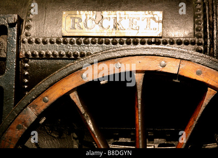 Détail de Stephenson's Rocket locomotive en Science Museum, Londres EDITORIAL UTILISEZ UNIQUEMENT Banque D'Images