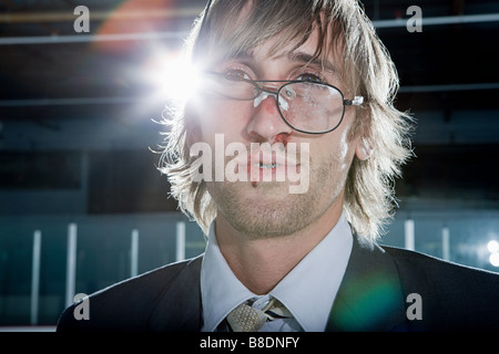 Businessman avec des blessures au visage Banque D'Images