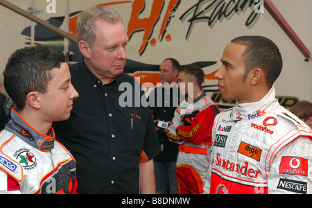 Lewis Hamilton qui retourne à ses racines de karting. Banque D'Images