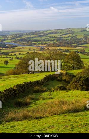 Vue sur la campagne environnante depuis les blattes vers Tittesworth réservoir près de Leek Staffordshire dans le Peak District. Banque D'Images