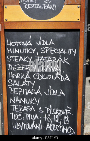 Handwriten menu restaurant tchèque Banque D'Images