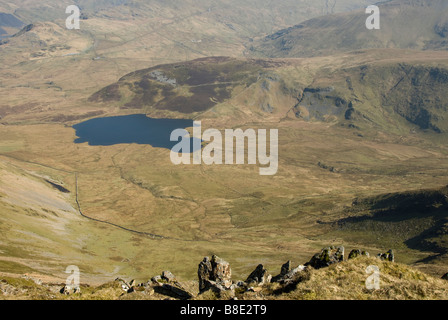 Voir à partir de la MOEL vers Dwythwch Eilio Llyn Banque D'Images