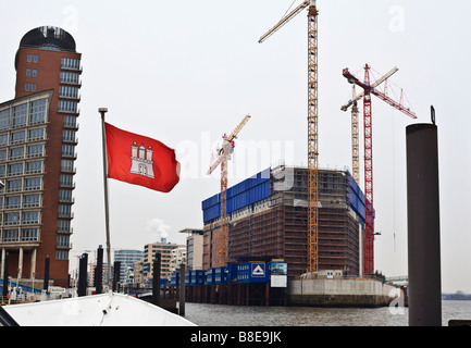 Site de construction de l'Elbe Philharmonic Hall à Hambourg, HafenCity, HafenCity, Hambourg, Allemagne, Europe de l'Ouest Banque D'Images